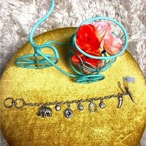 Lucky‎ Charm Shamrock Elephant Horseshoe Bracelet Silver-Tone